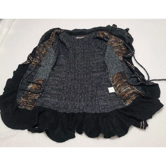 Forla Paris Cardigan Sweater Women's S Gray Mohair Wool Ruffle Bohemian Artsy - Picture 6 of 16
